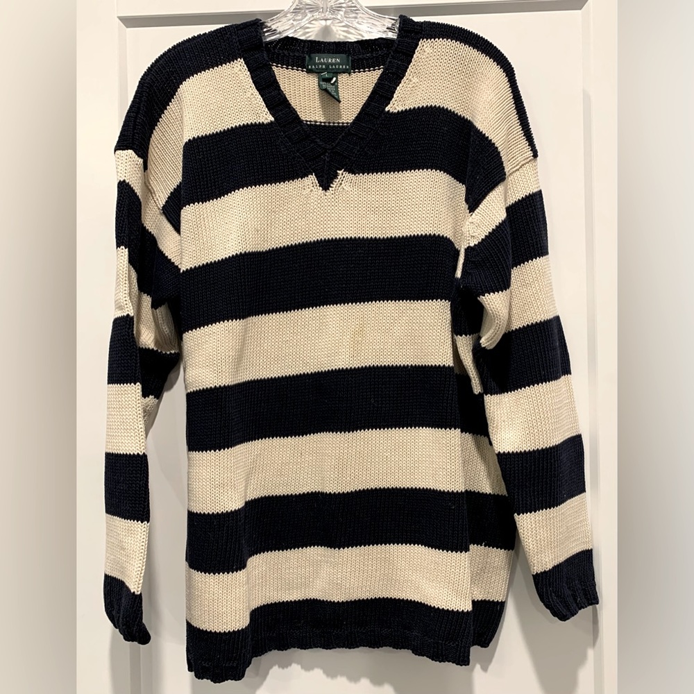 Vintage LAUREN Ralph Lauren Striped V-Neck Sweater